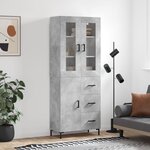 vidaXL Buffet haut Gris béton 69 5x34x180 cm Bois d'ingénierie