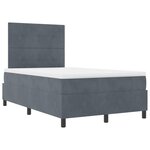 Lit Box Spring avec Matelas Gris Foncé Petit Double Velours