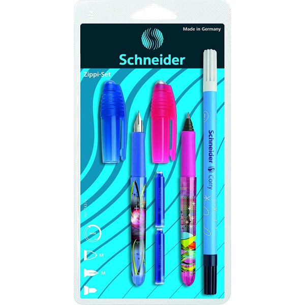 Set d'écriture avec 1 stylo à plume + 1 roller + 1 effaceur - motif aléatoire schneider