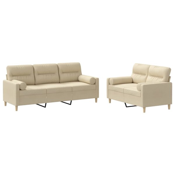 vidaXL Ensemble de canapés 2 Pièces avec coussins crème tissu