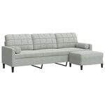 vidaXL Canapé à 3 places avec repose-pieds Gris clair 210 cm Velours