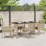Ensemble de salle à manger de jardin vidaXL 5 pièces avec coussins en poly rattan beige