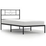 vidaXL Cadre de lit métal avec tête de lit noir 75x190 cm