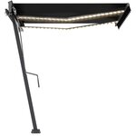 vidaXL Auvent automatique capteur de vent et LED 300x250 cm Anthracite