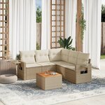 vidaXL Salon de jardin avec coussins 6 Pièces beige résine tressée