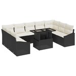 vidaXL Ensemble de canapés de jardin 10 pièces avec coussins en poly rattan noir