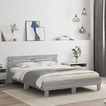 vidaXL Cadre de lit avec LED sans matelas sonoma gris 140x190 cm