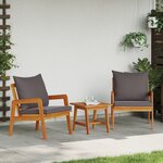 Ensemble de Bistro 3 Pièces avec Coussins en Bois d'Acacia