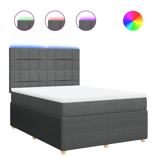 vidaXL Sommier à lattes de lit avec matelas Gris foncé 140x200cm Tissu
