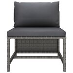 vidaXL Salon de jardin 3 Pièces avec coussins Résine tressée Gris
