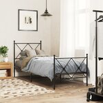 vidaXL Cadre de lit métal sans matelas avec pied de lit noir 80x200 cm