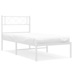 vidaXL Cadre de lit métal sans matelas avec tête de lit blanc 80x200cm