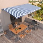 vidaXL Auvent manuel rétractable 600x350 cm Bleu et blanc