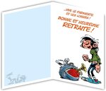 Maxi grande carte géante départ retraite gaston lagaffe franquin avec enveloppe