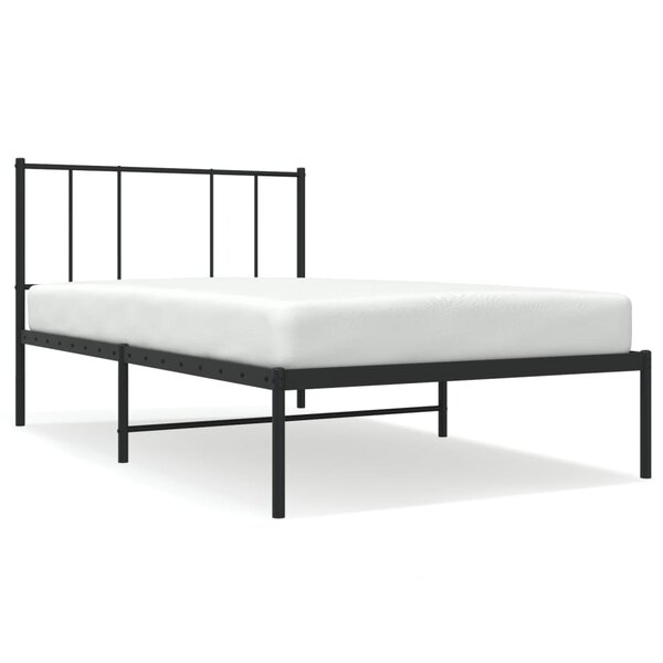 vidaXL Cadre de lit métal avec tête de lit noir 90x190 cm
