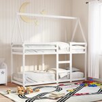 vidaXL Lit superposé avec toit blanc 75x190 cm bois massif de pin