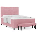vidaXL Lit à ressort avec matelas & banc rose 140x200 cm en velours