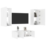 vidaXL Unités murales TV avec LED 4 Pièces blanc bois d'ingénierie