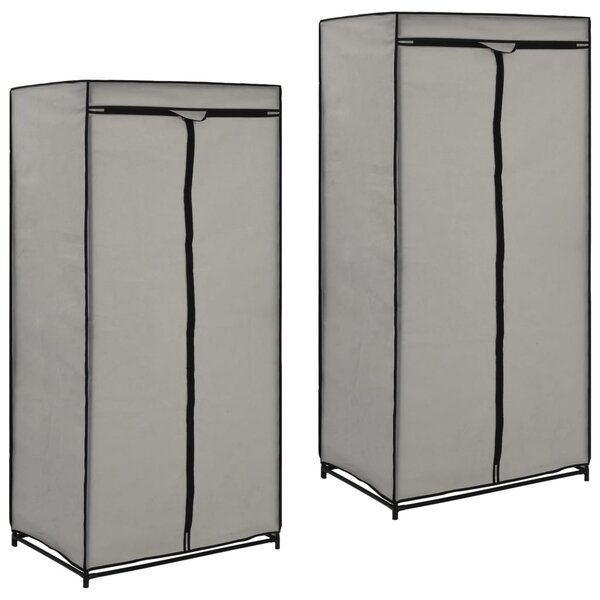 vidaXL 2 Pièces Garde-robes Gris 75x50x160 cm