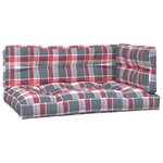vidaXL Coussins de palette lot de 3 motif à carreaux rouge tissu