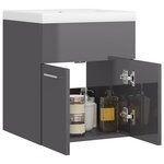 vidaXL Armoire d'évier avec lavabo intégré Gris brillant Aggloméré