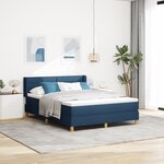 Lit avec sommier à ressorts vidaXL et matelas bleu 160x200 cm en tissu