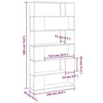 vidaXL Bibliothèque/Séparateur de pièce Gris béton 100x24x188 cm