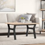 vidaXL Table basse cadre en Y 80x80x45 5cm bois de pin massif et fonte