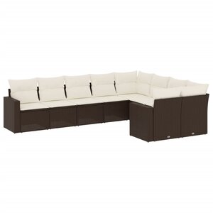 vidaXL Salon de jardin avec coussins 9 Pièces marron résine tressée