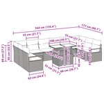 Ensemble de canapé de jardin 11 pièces avec coussins en rotin poly beige