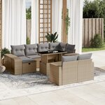 vidaXL Salon de jardin 11 Pièces avec coussins beige résine tressée