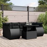 vidaXL Salon de jardin 7 Pièces avec coussins noir résine tressée