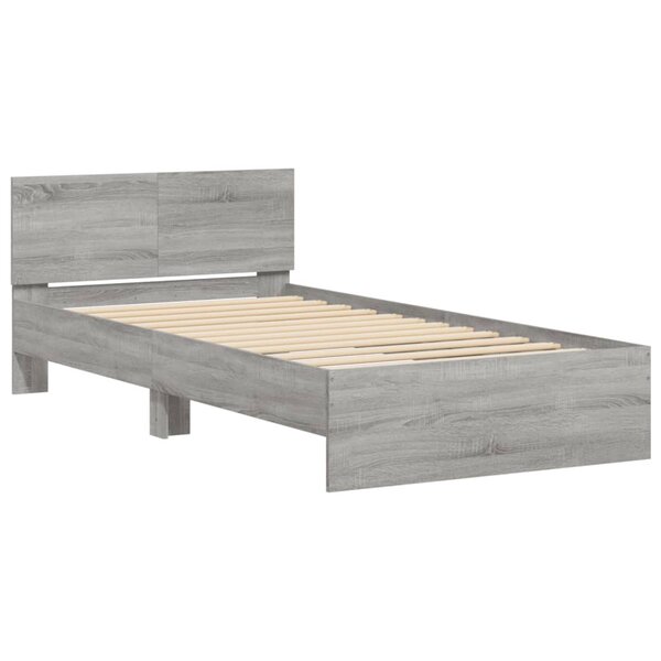 vidaXL Cadre de lit avec tête de lit sonoma gris 100x200 cm