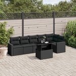 vidaXL Salon de jardin 7 Pièces avec coussins noir résine tressée