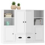 vidaXL Buffets 3 Pièces blanc brillant bois d'ingénierie