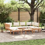 Ensemble de Banc de Jardin vidaXL 4 Pièces avec Coussins en Bois Massif de Teck