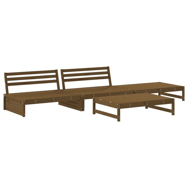 vidaXL Salon de jardin 4 Pièces marron miel bois de pin massif
