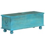 vidaXL Coffre de rangement Bois de manguier massif 100x40x41 cm Bleu