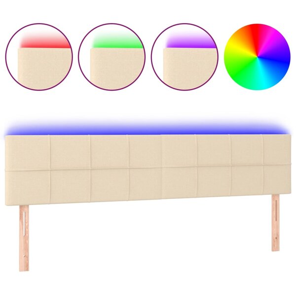 vidaXL Tête de lit à LED Crème 180x5x78/88 cm Tissu
