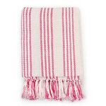 vidaXL Couverture coton à rayures 220x250 cm Rose et Blanc