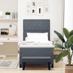vidaXL Lit à Ressorts avec Matelas & Banc Gris Foncé 90x200 cm Velours