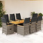 vidaXL Ensemble à manger de jardin 9 Pièces coussins gris résine tressée