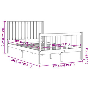 vidaXL Cadre de lit sans matelas 120x200 cm bois de pin massif