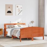 vidaXL Cadre de lit sans matelas cire marron 135x190cm bois pin massif