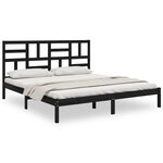 vidaXL Cadre de lit sans matelas noir bois massif 200x200 cm