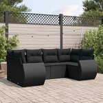 vidaXL Salon de jardin 6 Pièces avec coussins noir résine tressée