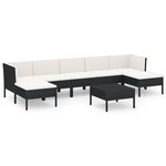 vidaXL Salon de jardin 8 Pièces avec coussins résine tressée noir