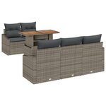 vidaXL Ensemble de repas de jardin de 6 pièces avec coussins gris en rattan poly acacia