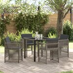 vidaXL Ensemble salle à manger jardin 5 pièces avec coussins Gris Poly Rattan