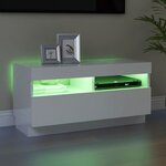 vidaXL Meuble TV avec lumières LED blanc brillant 80x35x40 cm